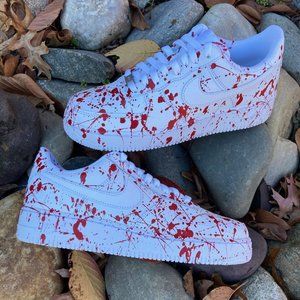 Nike Air Force 1 Custom Sneakers Blood Splatter 🩸 Morbid Red White Shoes